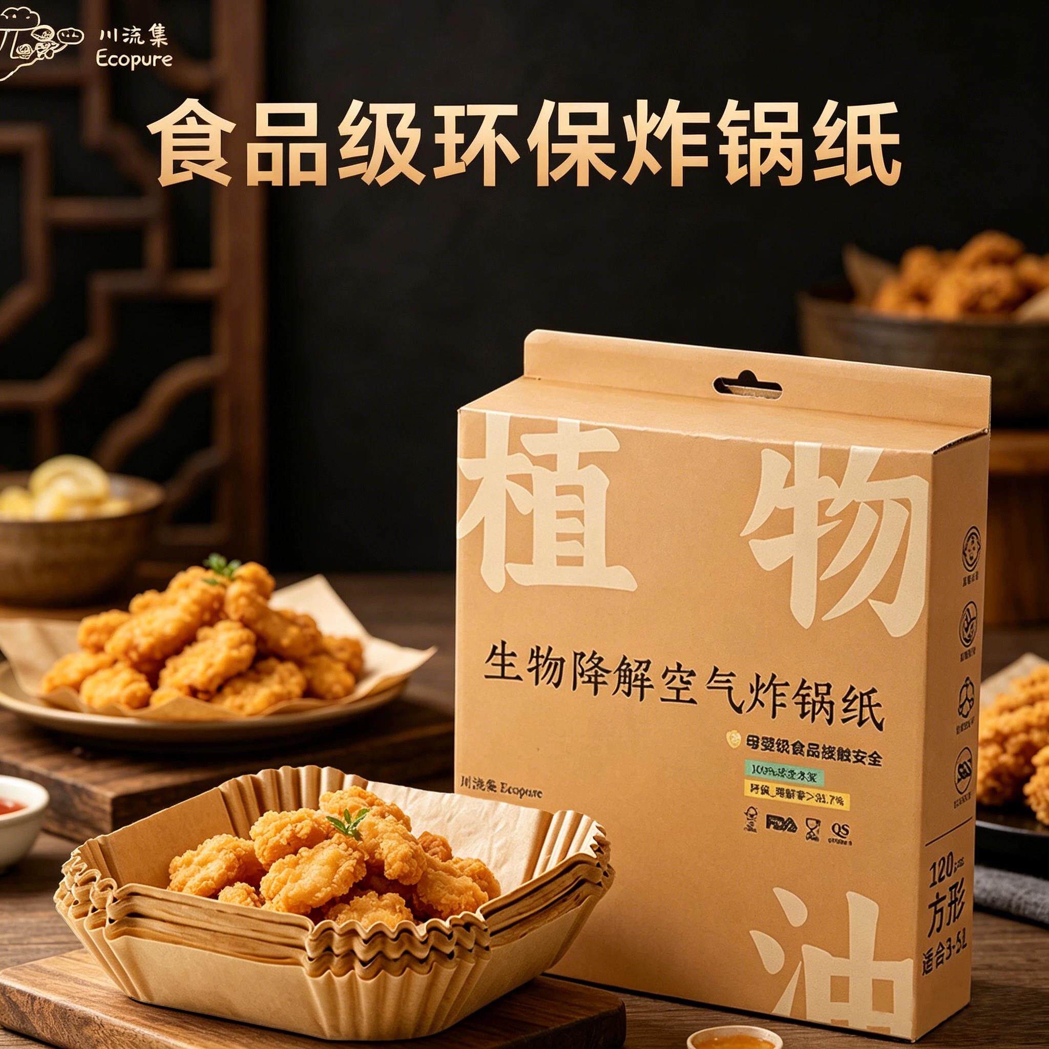 空气炸锅专用纸盘家用耐高温吸油纸垫食物烤箱烘焙硅油纸烧烤方形