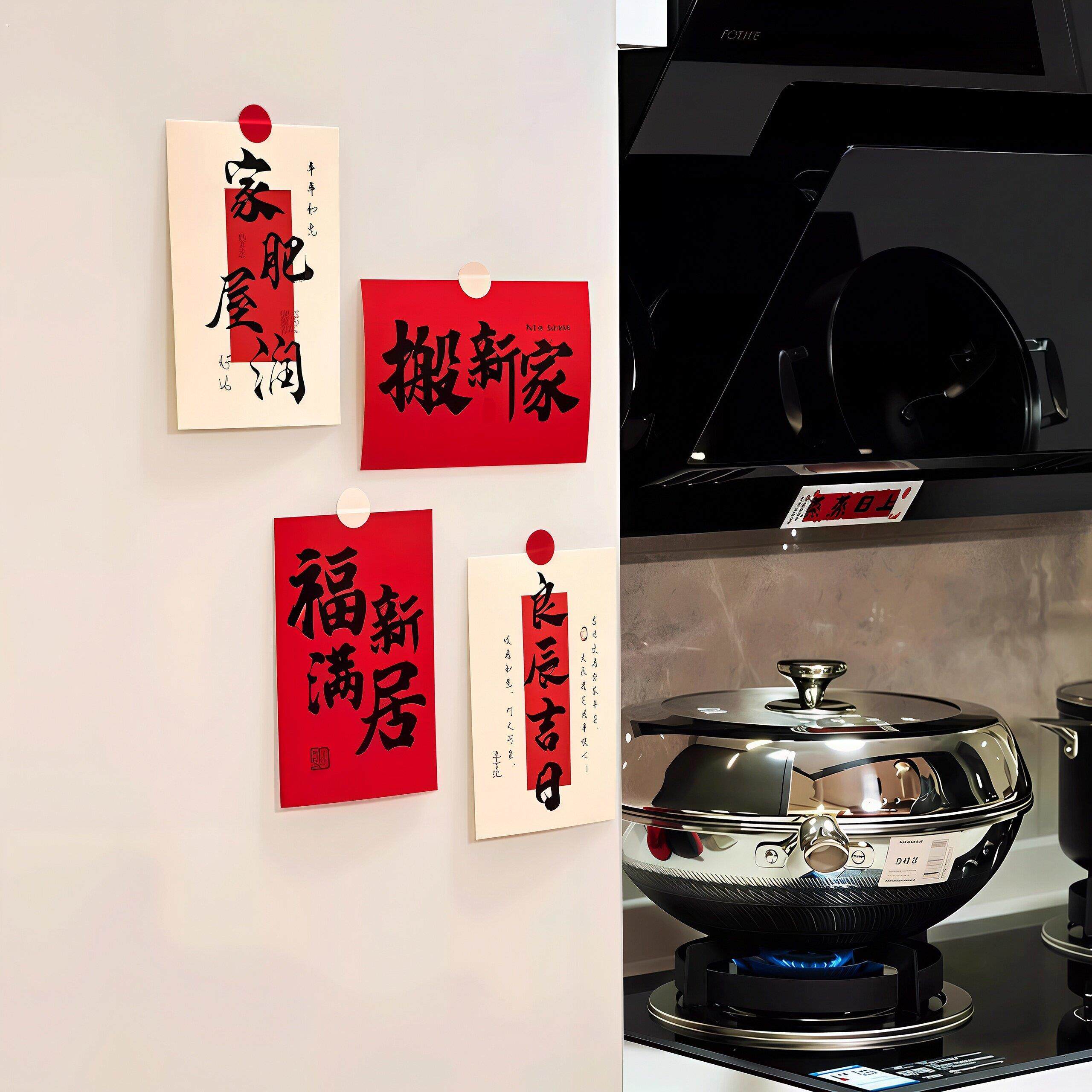 搬新家!乔迁布置墙贴厨房玻璃门贴饰乔迁新居布置装饰品入宅仪式