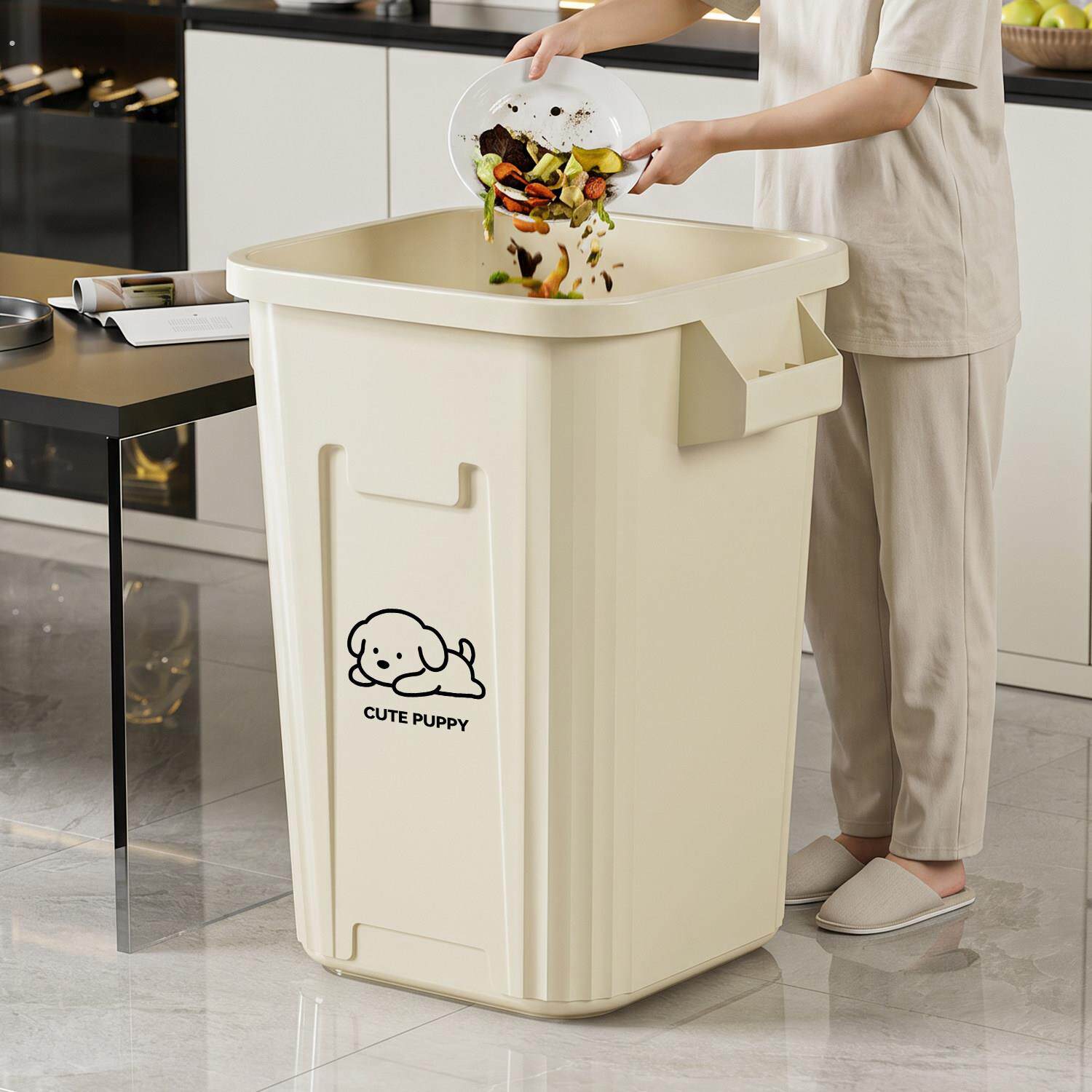 家用厨房专用垃圾桶塑料免弯腰大容量大号分类垃圾筒客厅饭店厕所