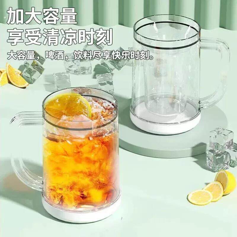 冰镇双层大容量啤酒杯夏季制冰杯夹层冰镇杯水杯冰箱冷饮冰块杯子