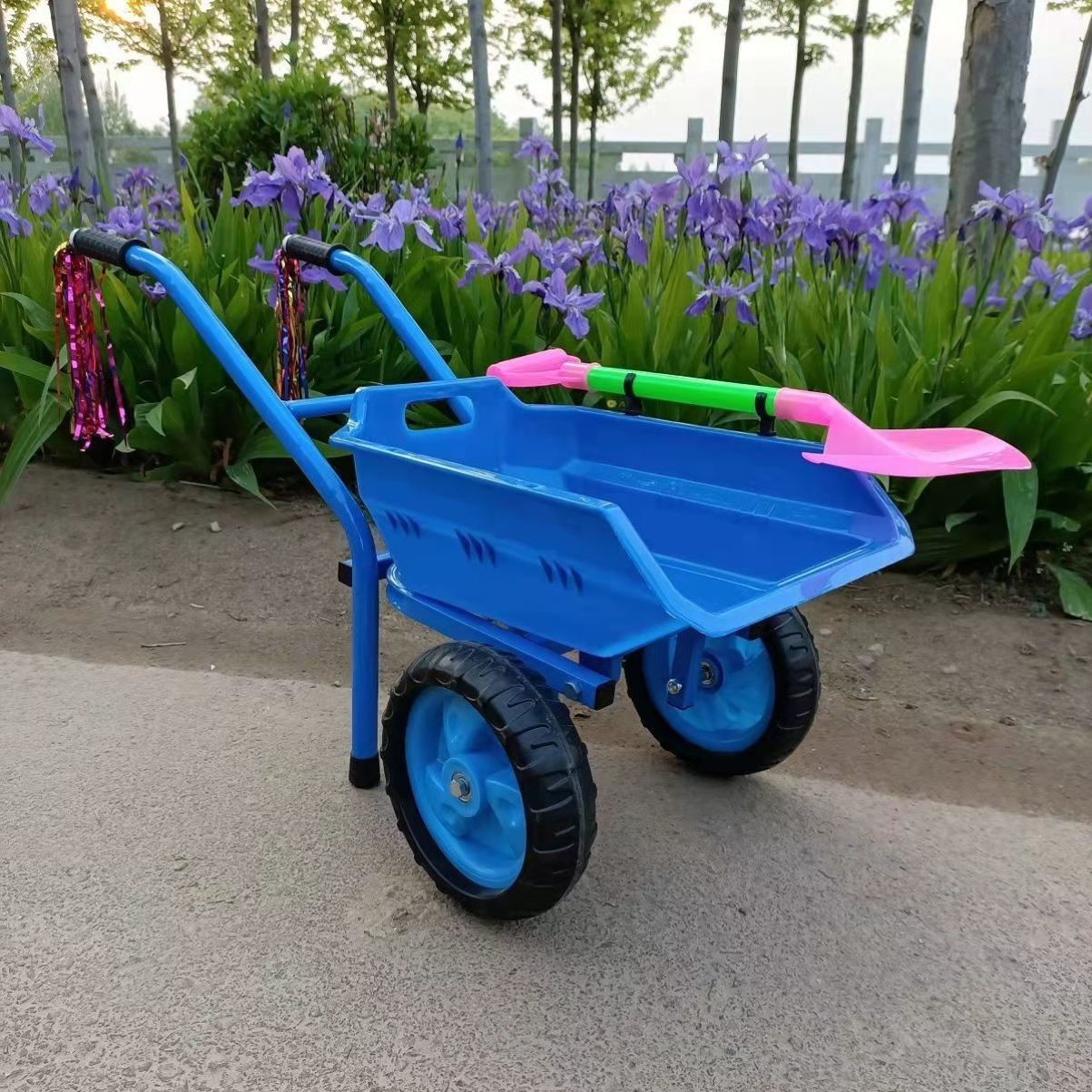 德国儿童过家家玩具沙滩小推车2-7岁大号双轮单轮工程推土车大翻