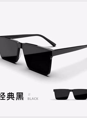 太阳眼镜潮高级感ins韩版方框大脸眼镜开 车男士专用偏光痞帅太阳