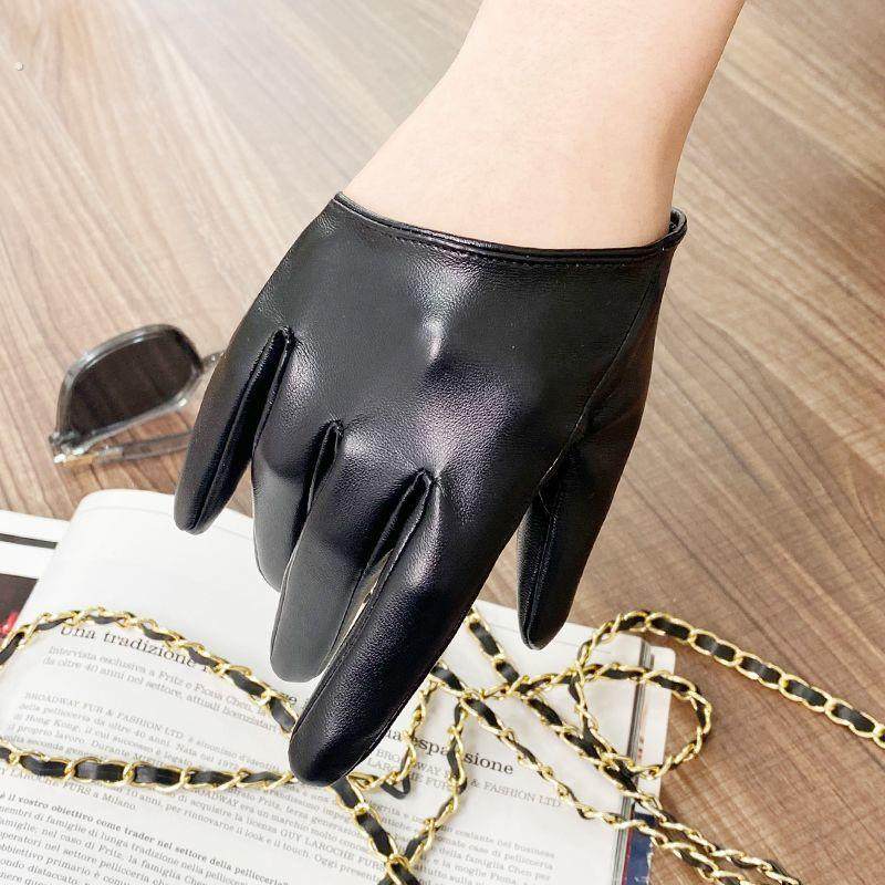 修女手套露背半截黑色皮手套短半掌赛博朋克哥特cos跳舞辣妹配饰