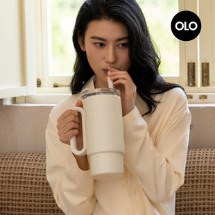 holoholo保温杯大容量吸管杯316不锈钢水杯女办公室保冷冰霸杯子