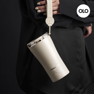 holoholo咖啡杯外带便携随行女高颜值吸管水杯子316L不锈钢保温杯