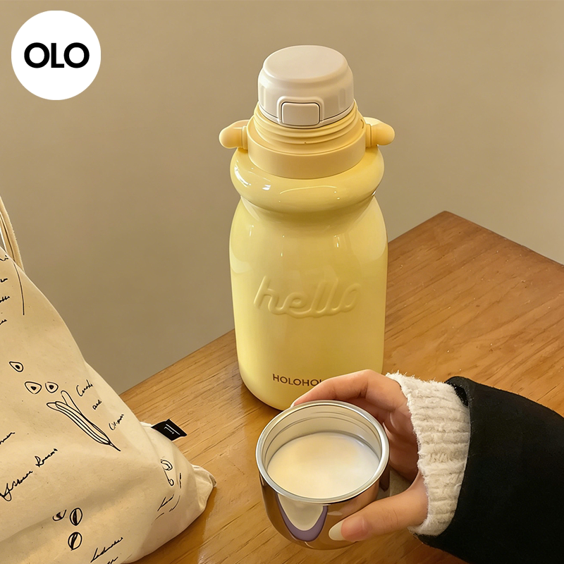 holoholo高颜值茶水分离保温杯大容量吸管水杯不锈钢便携双饮水壶