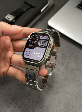 AP同款适用于苹果手表ultra不锈钢金属表带iWatch789商务45mm腕带