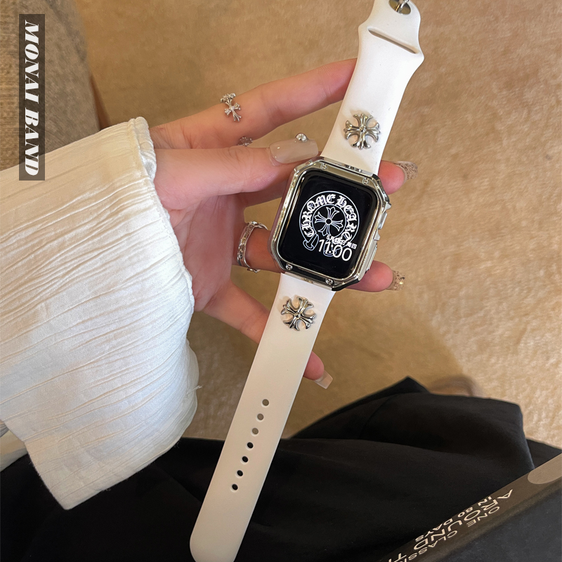 克心套装适用于苹果手表真皮硅胶45mm表带applewatch6789保护壳套