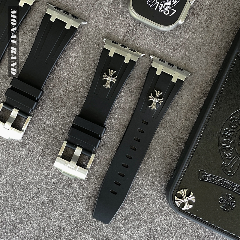 适用苹果手表S9ultra液态硅胶运动表带iwatch10applewatch9表带男