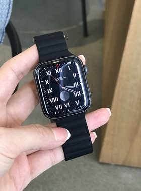 适用苹果手表iwatch表带男款夏天透气液态硅胶运动applewatch表带