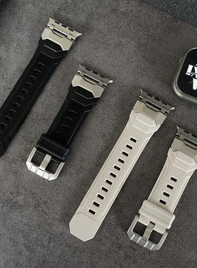TPU机能不锈钢头表带适用iwatch10苹果手表s9applewatch运动表带