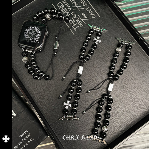 适用于苹果手表克罗心黑耀石手串表带iwatch11新中式潮牌男女腕带
