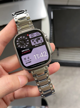 复古小方块适用于applewatch6789不锈钢金属表带苹果手表45mm商务