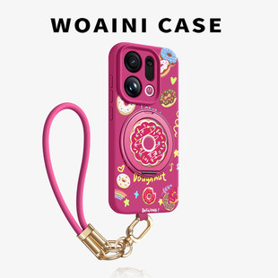 多巴胺甜甜圈适用OPPOfindX9手机壳新款x8s液态硅胶全包X8ultra磁吸支架x9pro高端时尚软糯ins超火女生保护套