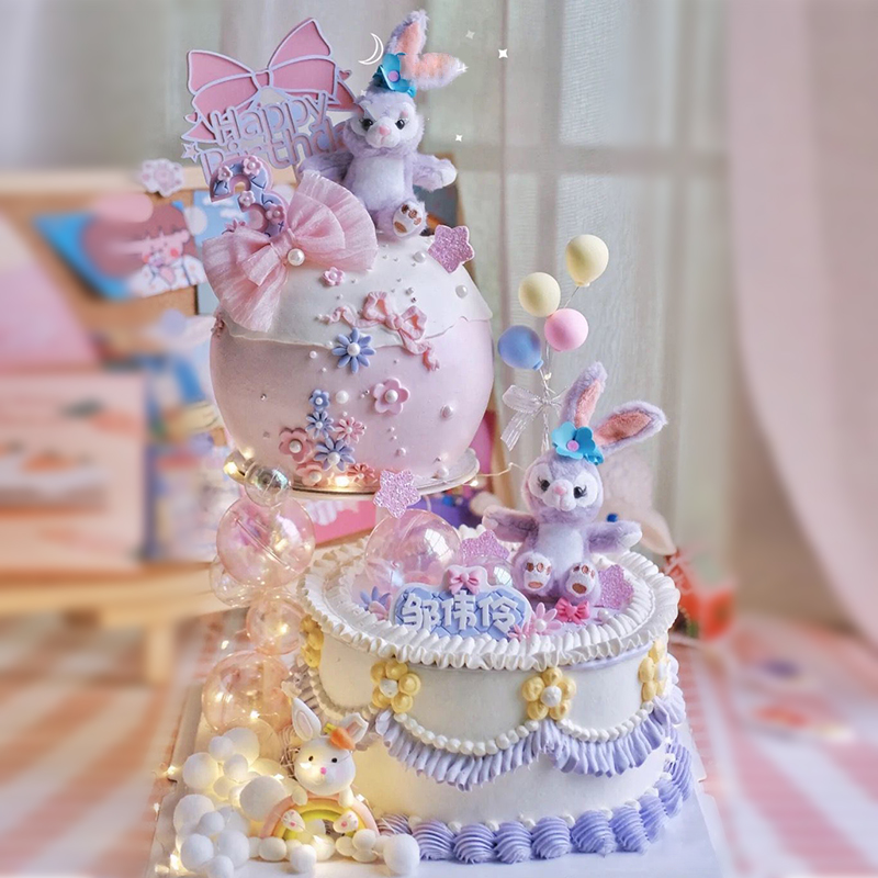 双层悬浮蛋糕儿童生日蛋糕同城配送男宝女神周岁百日定制深圳全国