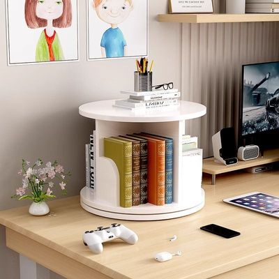 实木旋转书架桌面置物架