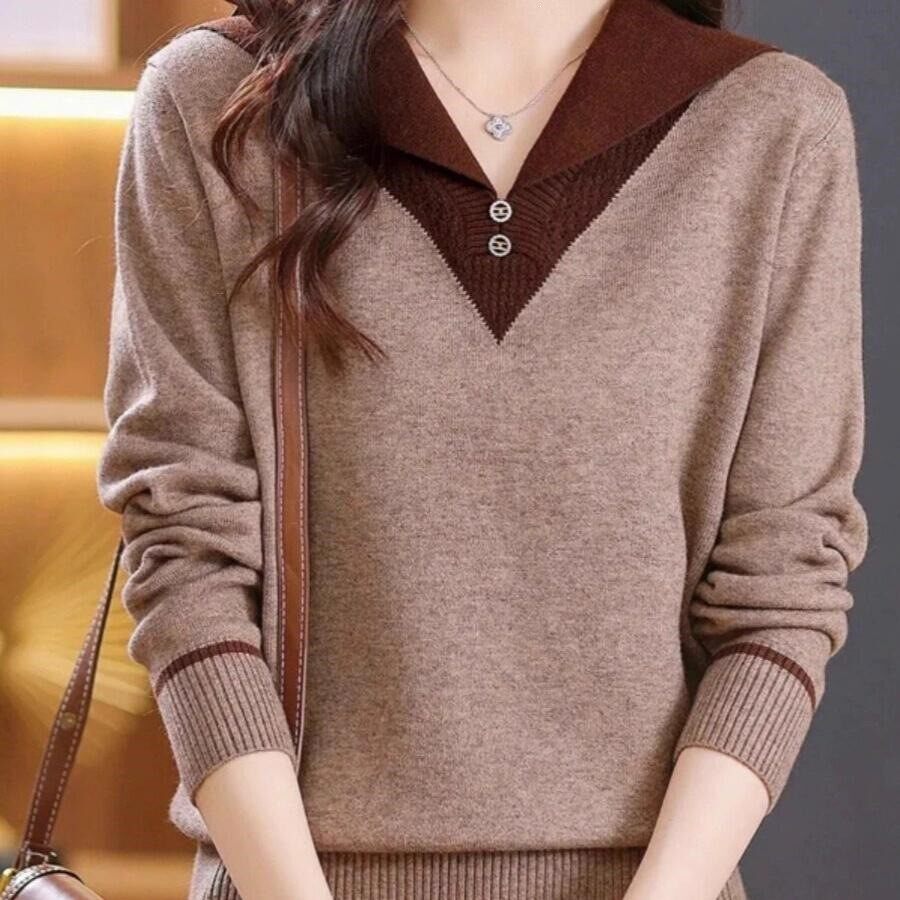假两件毛衣女2026新款海军领套头针织衫秋冬洋气百搭打底衫上衣a5