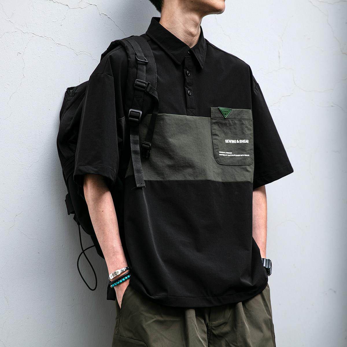 夏季山系机能面料短袖单穿POLO衫男青年痞帅翻领潮牌休闲T恤衫