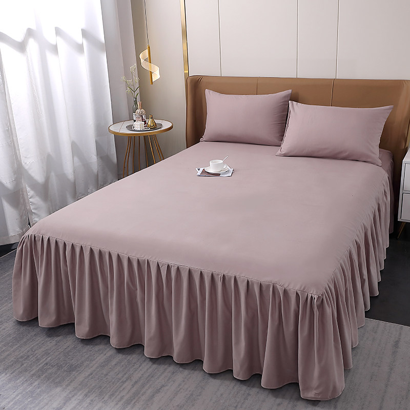 简约水洗棉床裙单件床套罩1.35米防滑床罩三件套下摆遮丑床围裙夏