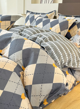 双面两用被套100纯棉全棉被罩180x220x240cm斜纹北欧风家用被芯套