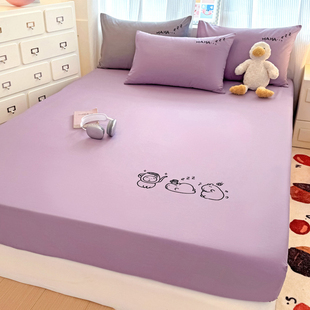 A类全棉刺绣床笠全包围式床套单件100纯棉床单床罩子1.8m三件套夏