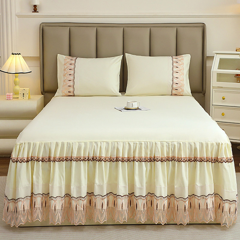 韩式蕾丝花边床罩公主风床裙单件1.8m床套三件套遮丑下摆春夏新款