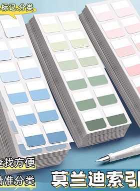 莫兰迪索引贴标签贴纸网红便利贴小条标记纸质粘性强学生用指示贴