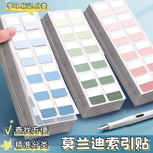 莫兰迪索引贴标签贴纸网红便利贴小条标记纸质粘性强学生用指示贴