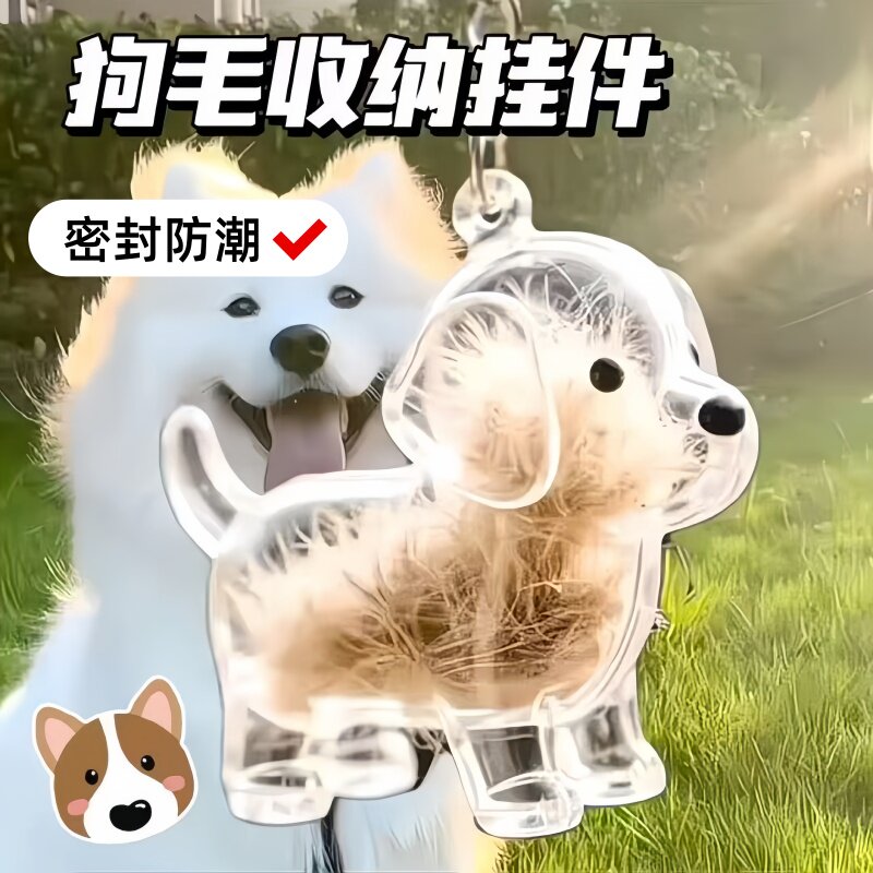 可爱小狗透明收纳毛发宠物狗狗毛发毛收纳盒高颜值宠物毛发纪念盒