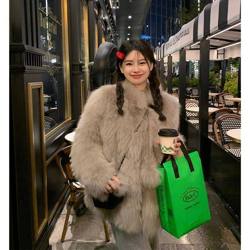 LY皮草2025新款托卡仿狐狸毛皮草毛毛冬季外套网红年轻女显瘦大衣