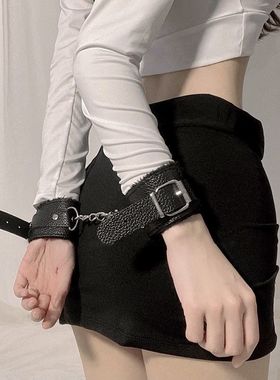 情侣束手带手环手链加厚加绒皮质女道具玩具脚环脚链拍照辣妹学生