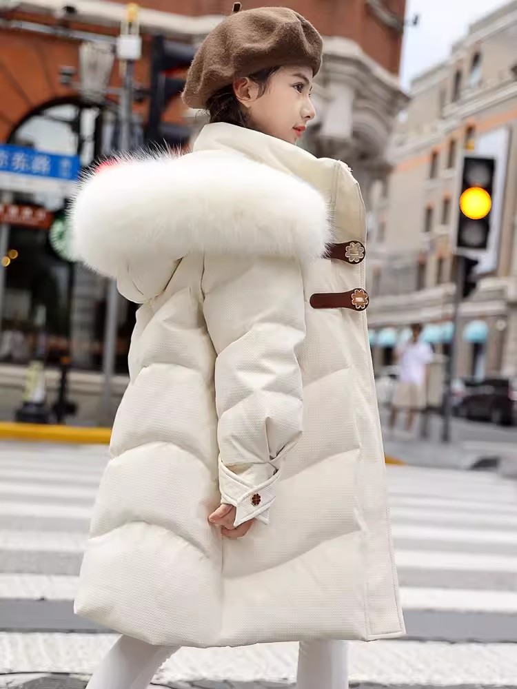 女童中长款2025新款洋气儿童羽绒服韩版加厚白鸭绒中大童装冬季潮