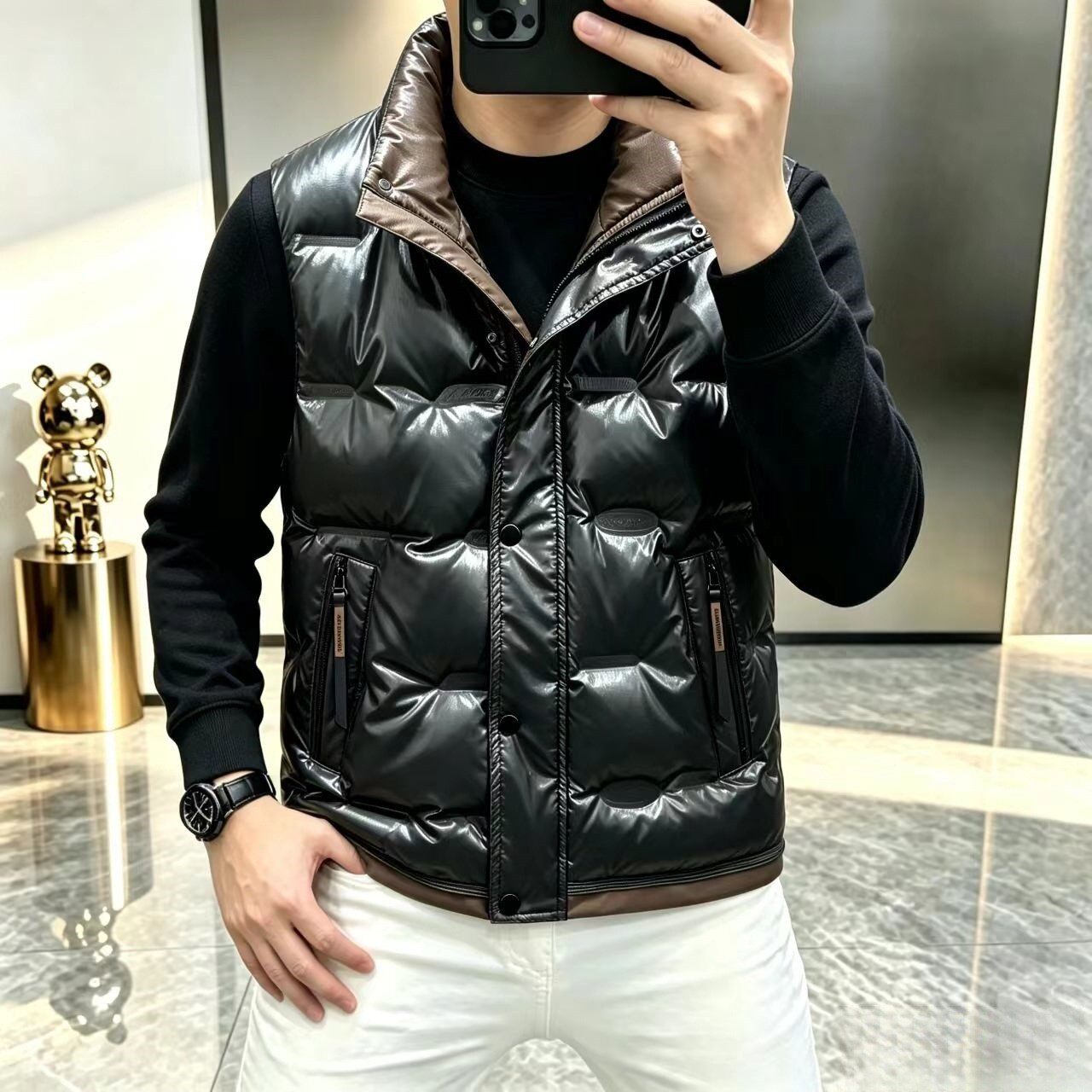 秋冬季立领马甲男士休闲时尚保暖背心痞帅外套学生潮流加厚坎肩a3