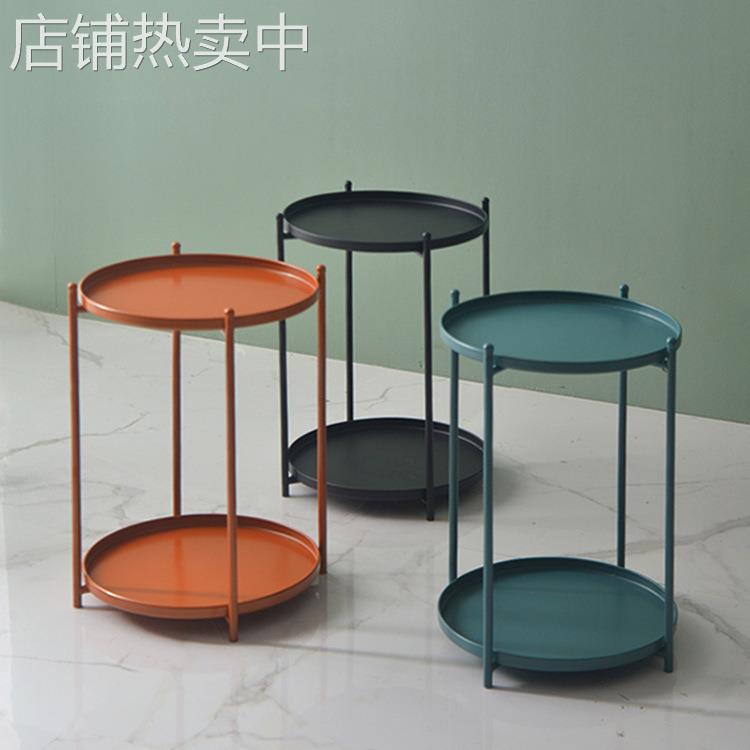 北欧铁艺床头茶几简约边几卧室迷你角几阳台多肉花架客厅小圆桌子