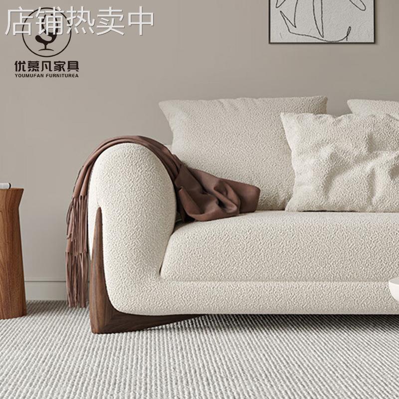 北欧布艺沙发豆腐三人位小户型客厅北欧奶油风意式简约沙发组合