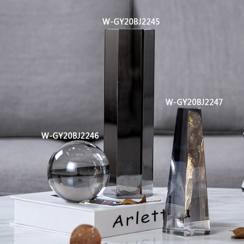 透明几何体水晶工艺品摆件北欧质感几何水晶体白水晶水晶球手工