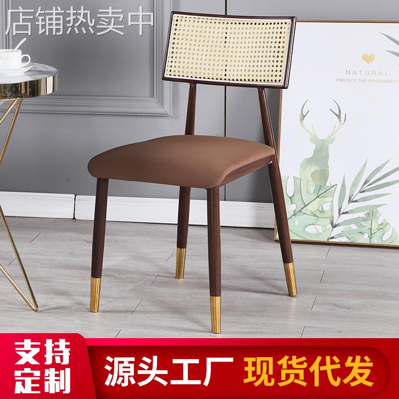 美式复古实木餐椅家用法式咖啡厅书桌椅索耐特thonet靠背藤编椅子