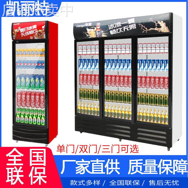 饮料展示柜啤酒柜商用冷藏冰柜双开门冷饮柜门冷藏立式保鲜柜