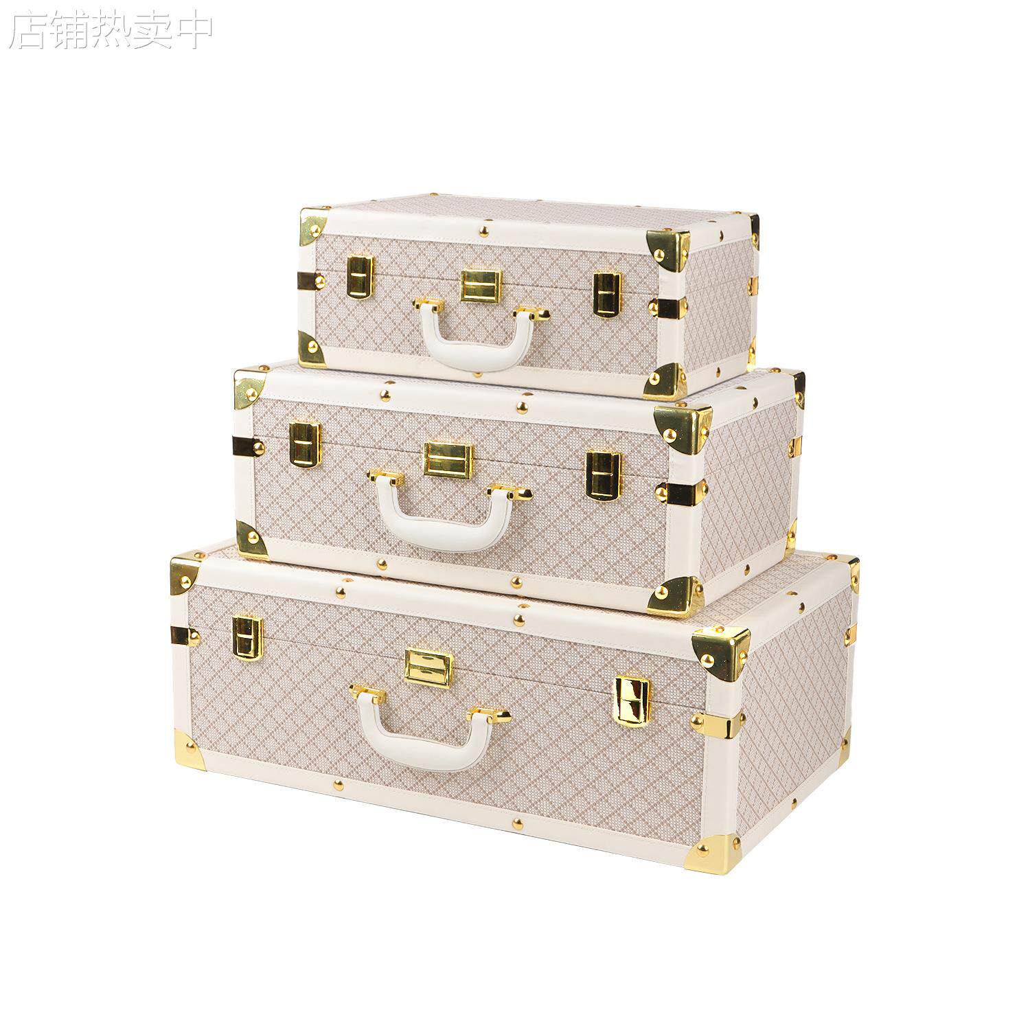 轻奢高级感手手提收纳箱皮质道具拉手整理箱衣帽间礼盒摄影装饰品