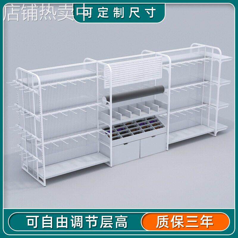 名创同款货架置物架双面白色中岛货柜展示架饰品精品店多层挂钩架