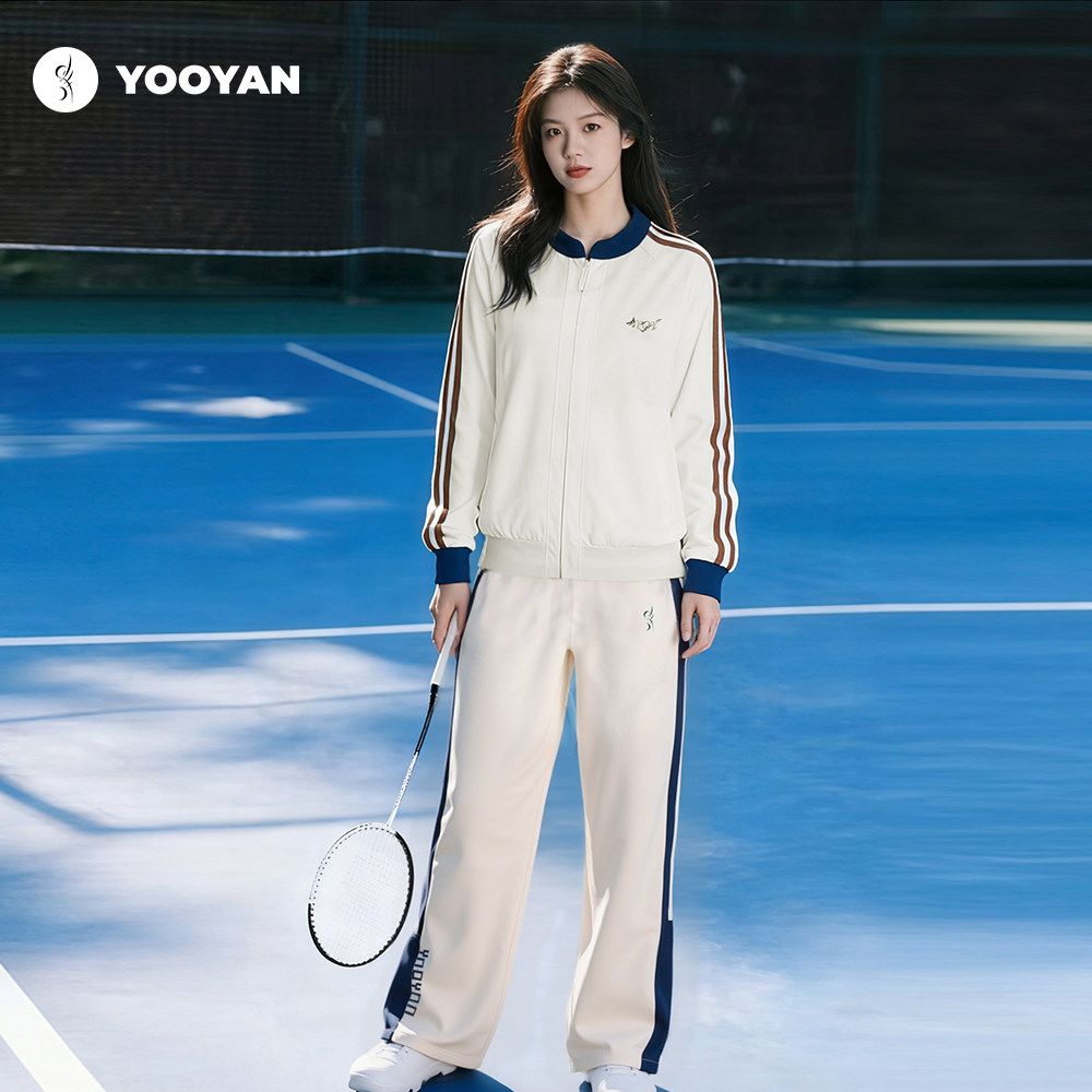 羽盐 敦煌运动外套 新中式长裤秋款宽松时尚运动套装羽毛球服新款