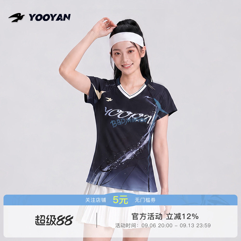 羽盐流光飞燕运动短袖T恤图片
