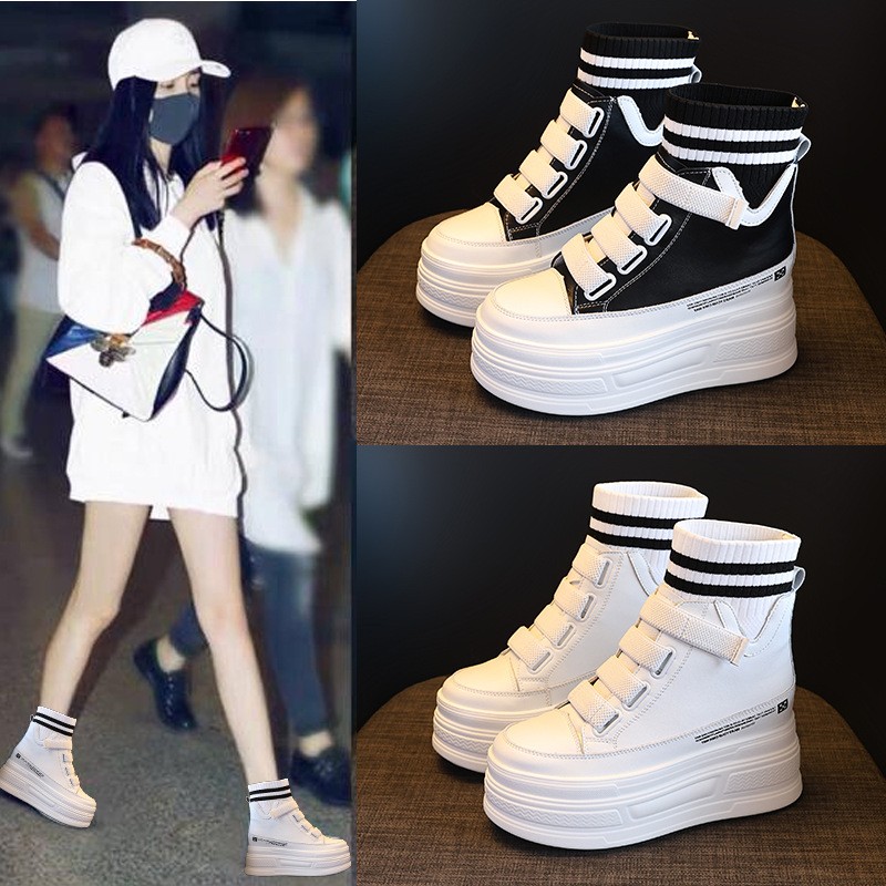 倾城女鞋个体店松糕底袜子鞋女厚时尚休闲鞋