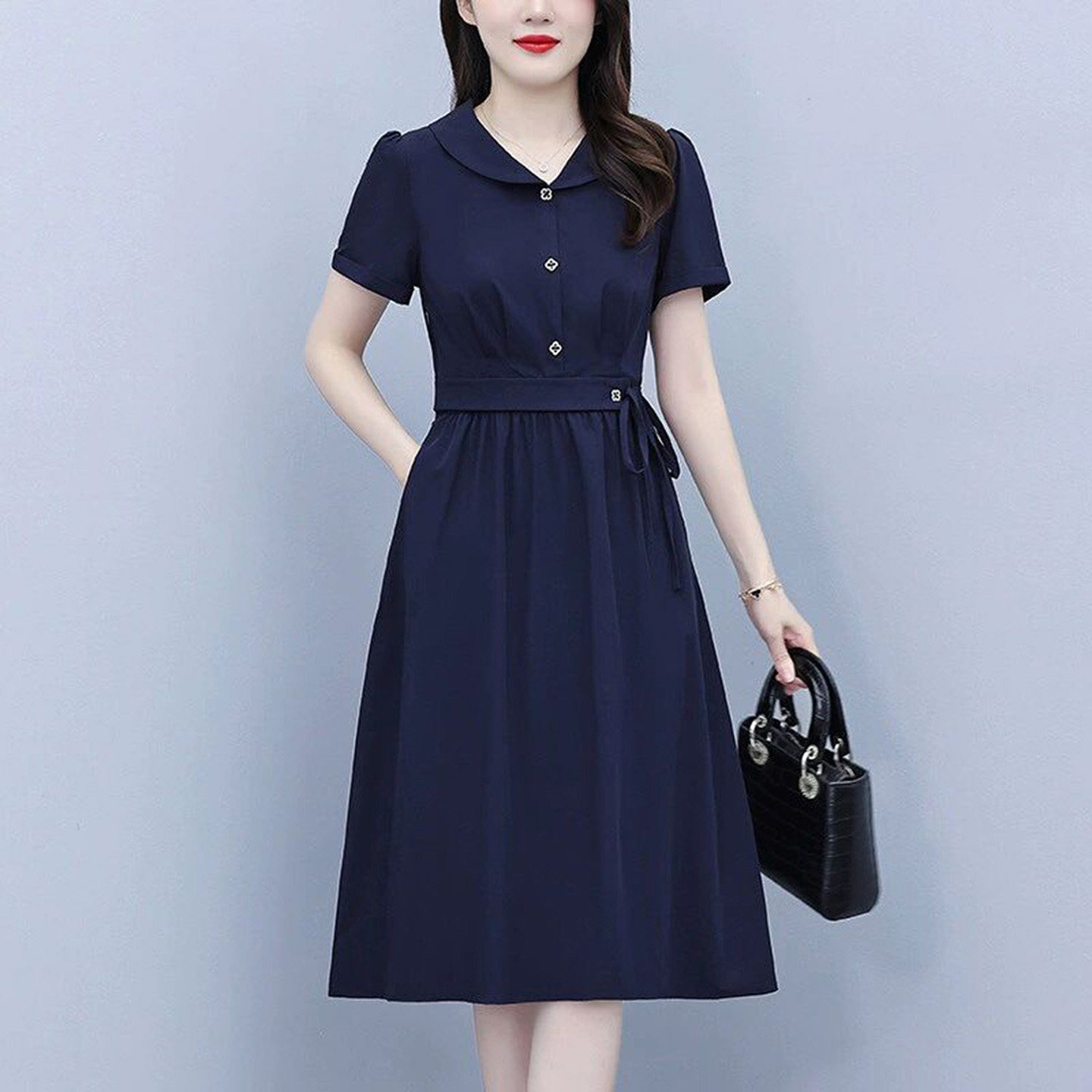 宏嫩女装2026夏季新款妈妈装大码连衣裙高级冰丝长裙优雅减龄裙a3