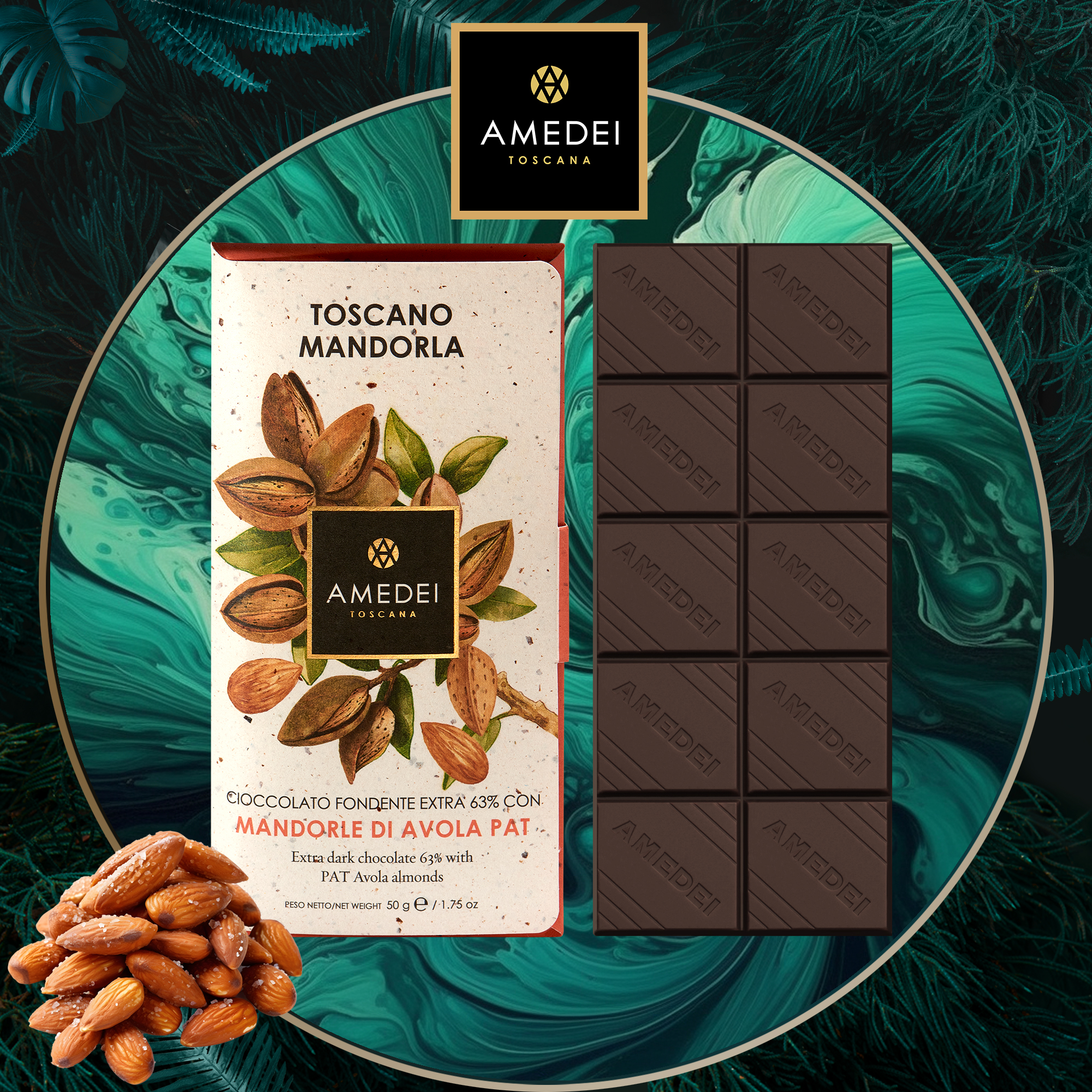意大利Amedei杏仁黑巧克力