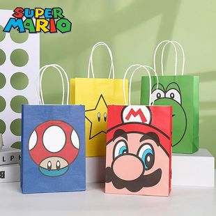 Super Mario Bros Gift Bags Cartoon Anime Kraft Paper Pakcagi