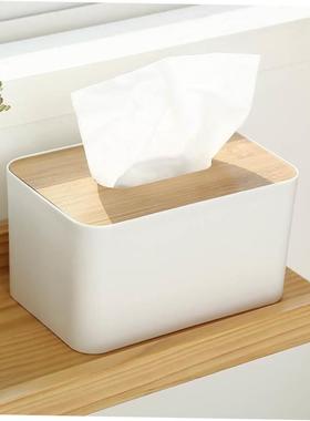 tissue box room paper storage napkin holder  收纳竹盖纸巾盒