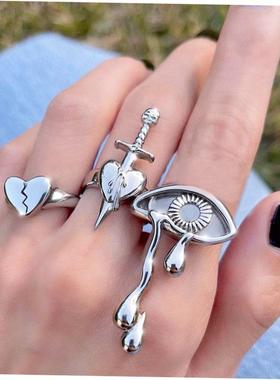 Love tears eyes ring womens suit 3-pcs set爱心流泪眼睛戒指
