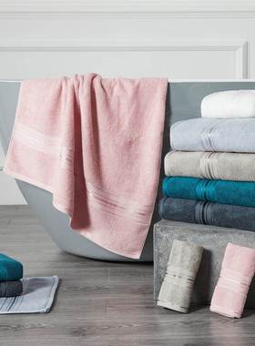 100% Cotton Bath Towel Set Absorbent Adult Bath Towels Solid