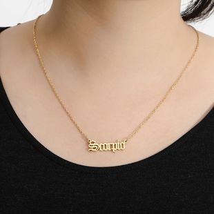 Zodiac women necklace alloy gold silver gift couple girls